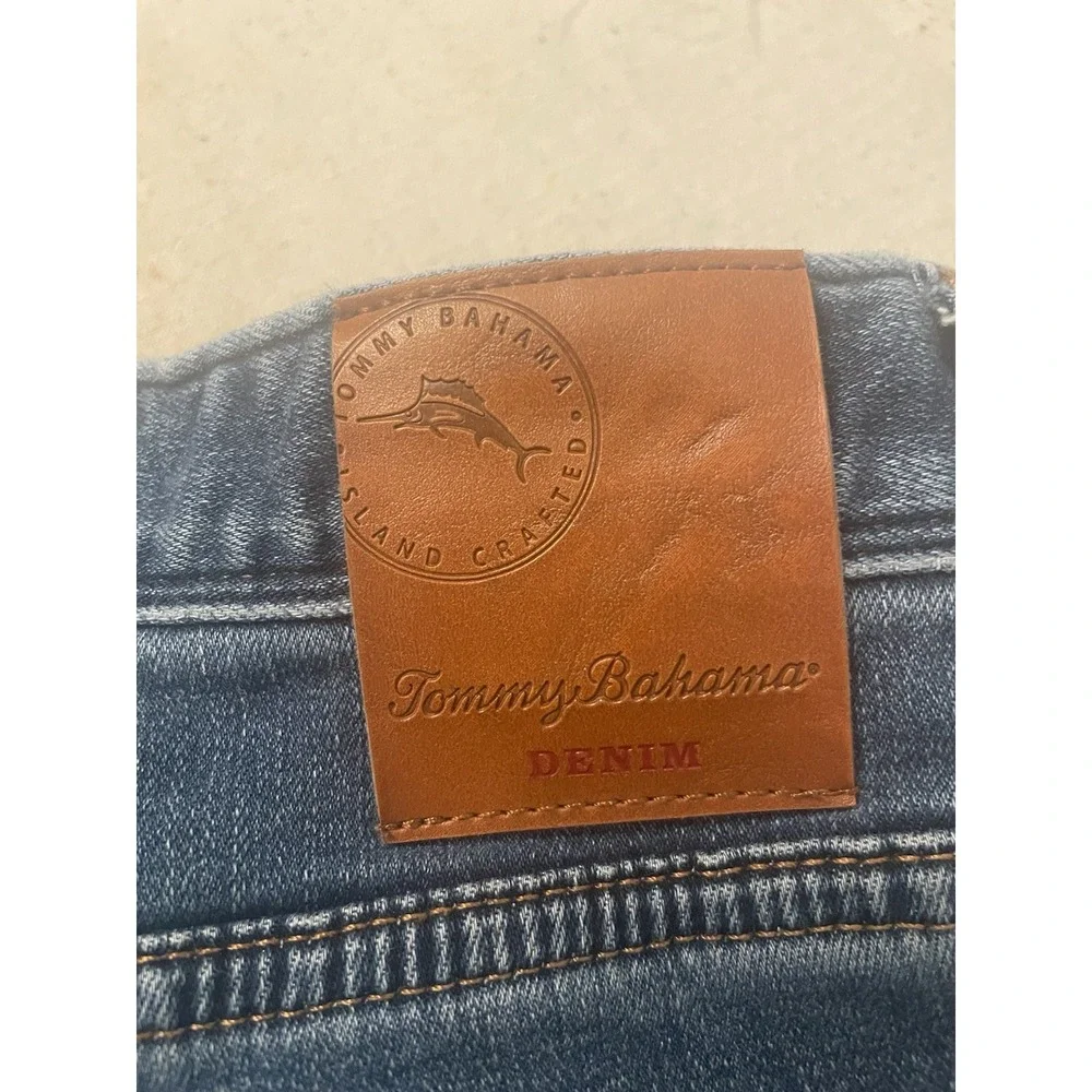 Tommy Bahama Standard Fit Jeans Mens 36x30 Blue Stretch Tencel Denim Straight